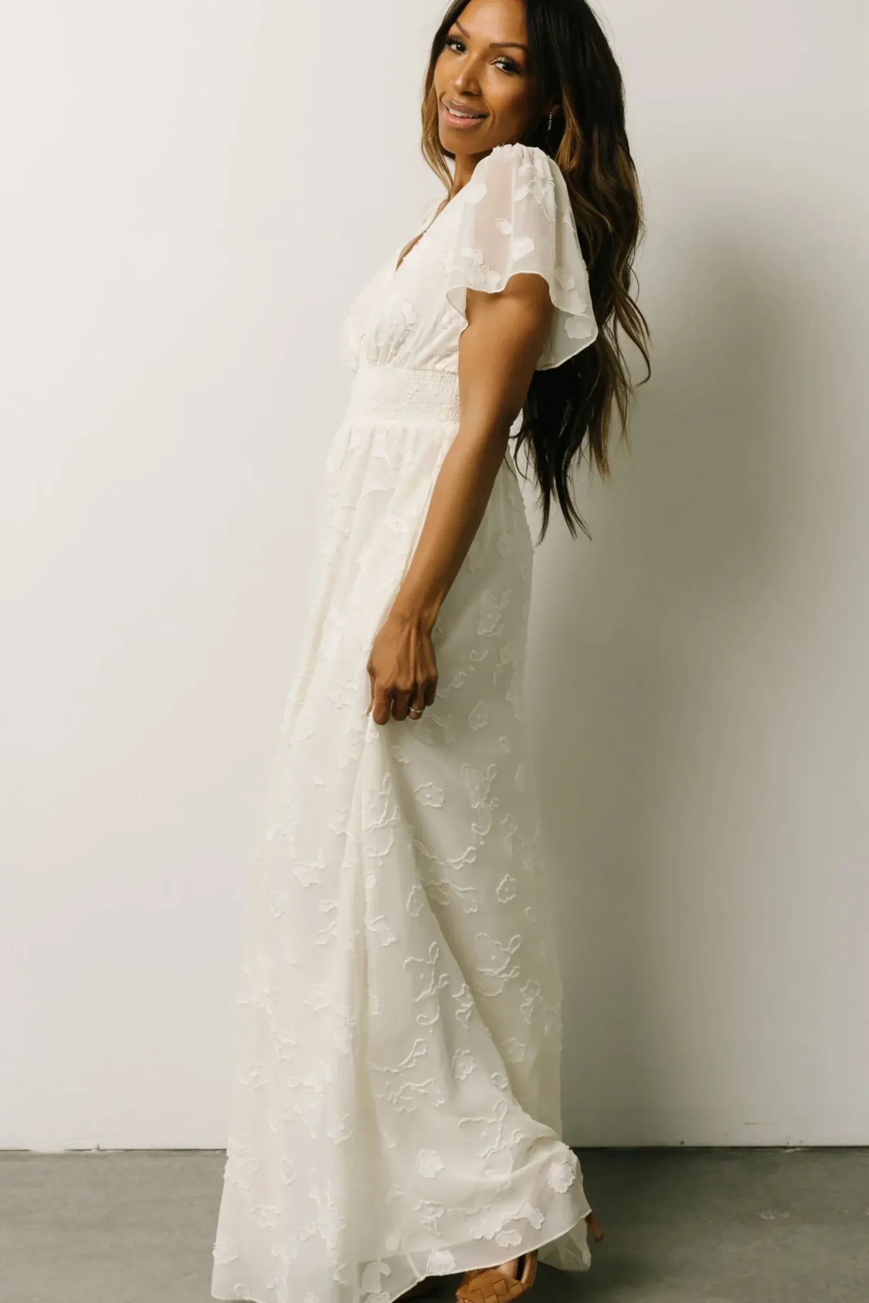 Baltic Born SALE|Evelyn Smocked Maxi Dress | Off White