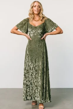 Baltic Born maxi dresses|WEDDING SUITE|Everley Velvet Maxi Dress | Dark Sage