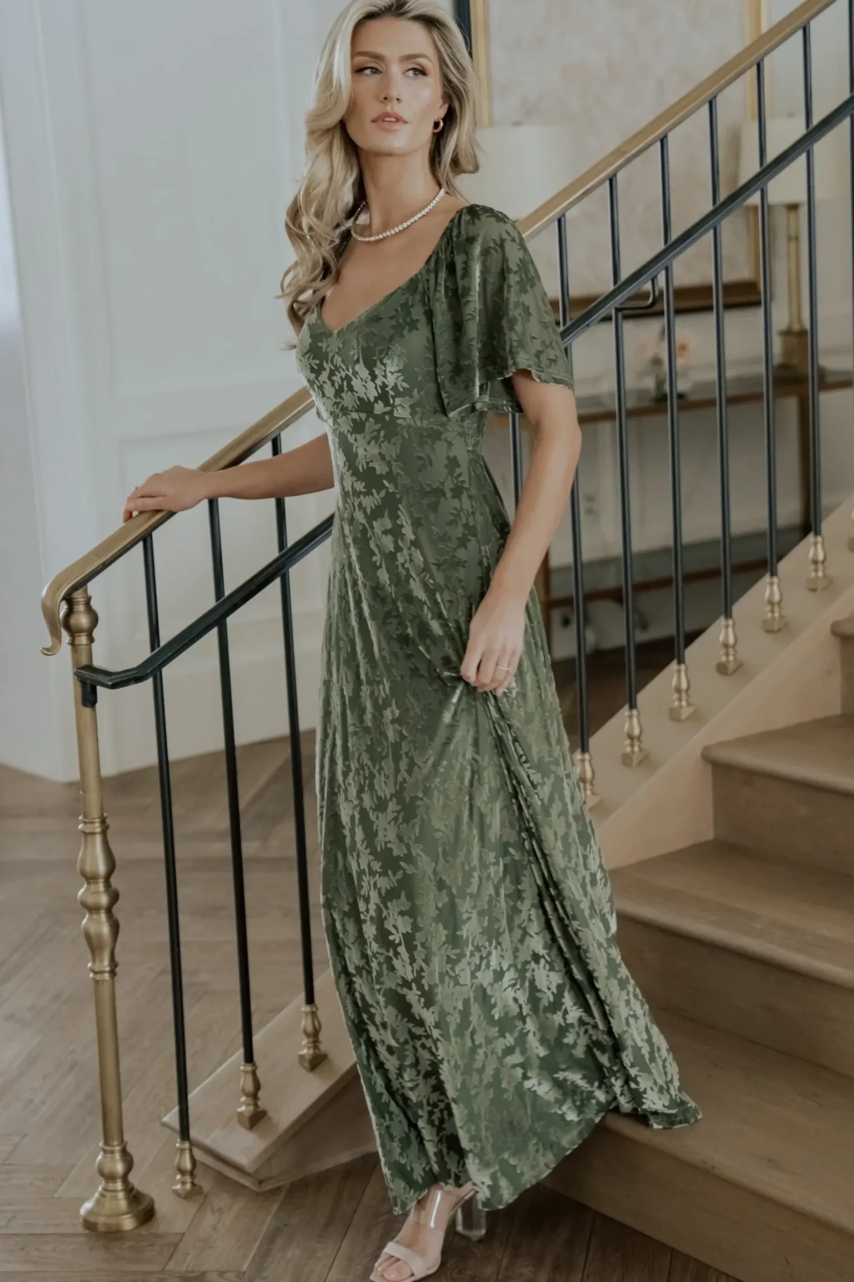 Baltic Born maxi dresses|WEDDING SUITE|Everley Velvet Maxi Dress | Dark Sage