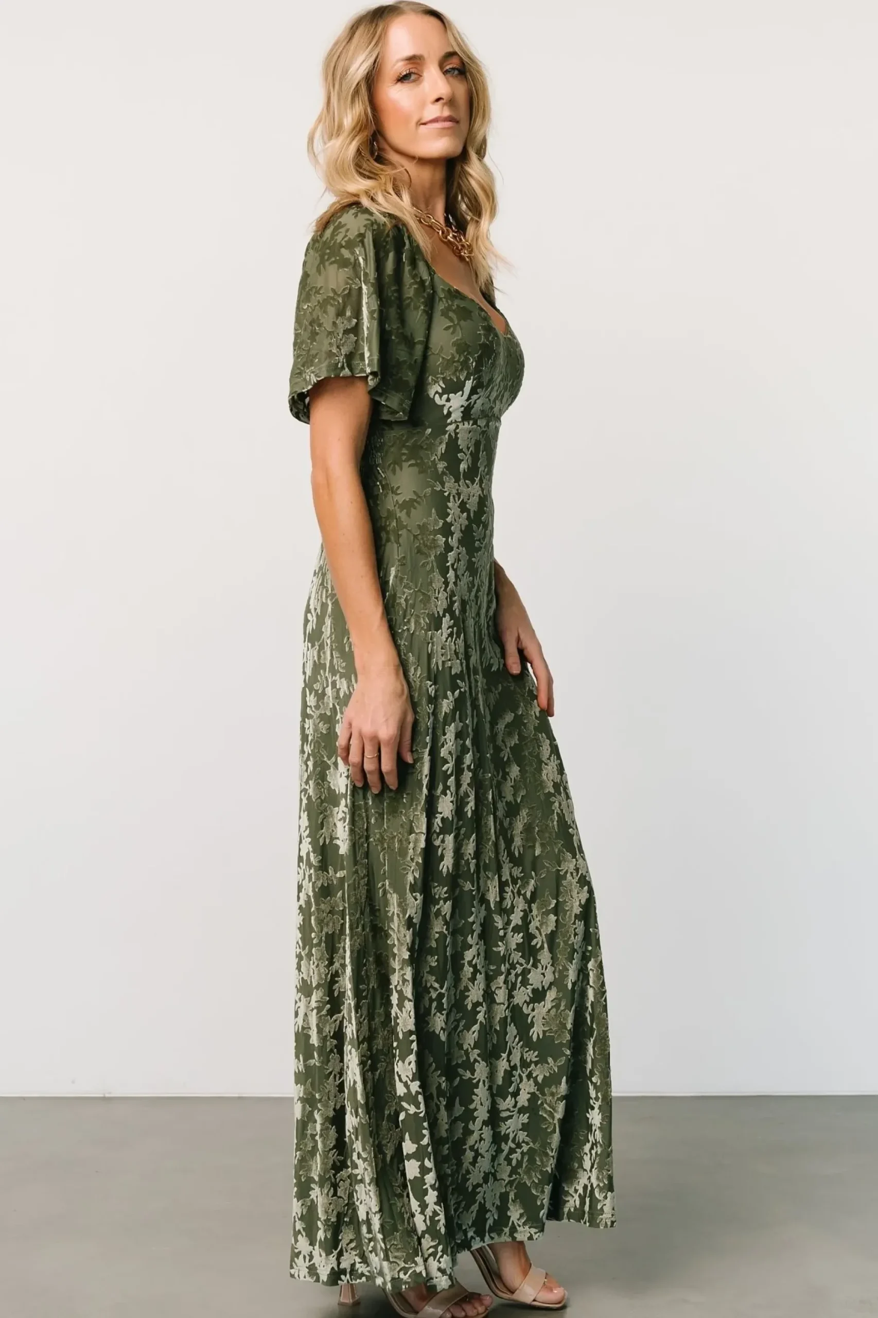 Baltic Born maxi dresses|WEDDING SUITE|Everley Velvet Maxi Dress | Dark Sage