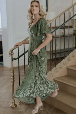 Baltic Born maxi dresses|WEDDING SUITE|Everley Velvet Maxi Dress | Dark Sage