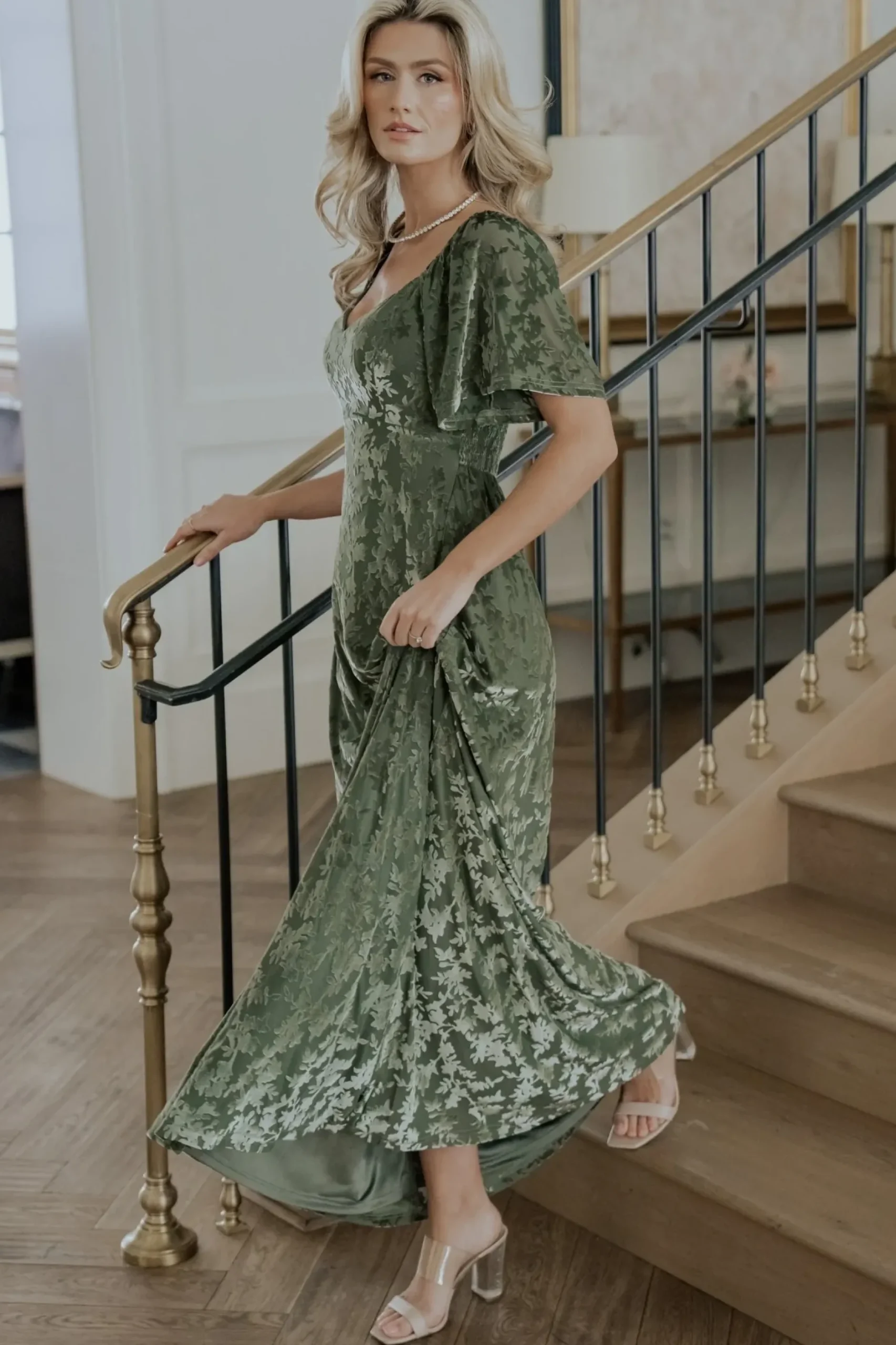 Baltic Born maxi dresses|WEDDING SUITE|Everley Velvet Maxi Dress | Dark Sage