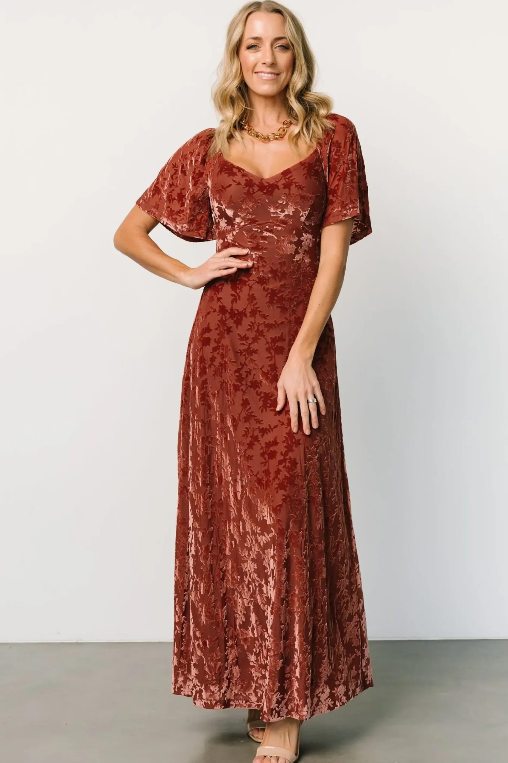 Baltic Born maxi dresses|WEDDING SUITE|Everley Velvet Maxi Dress | Cinnamon