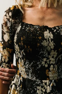 Baltic Born midi dresses|WEDDING SUITE|Fabian Jacquard Midi Dress | Black Floral