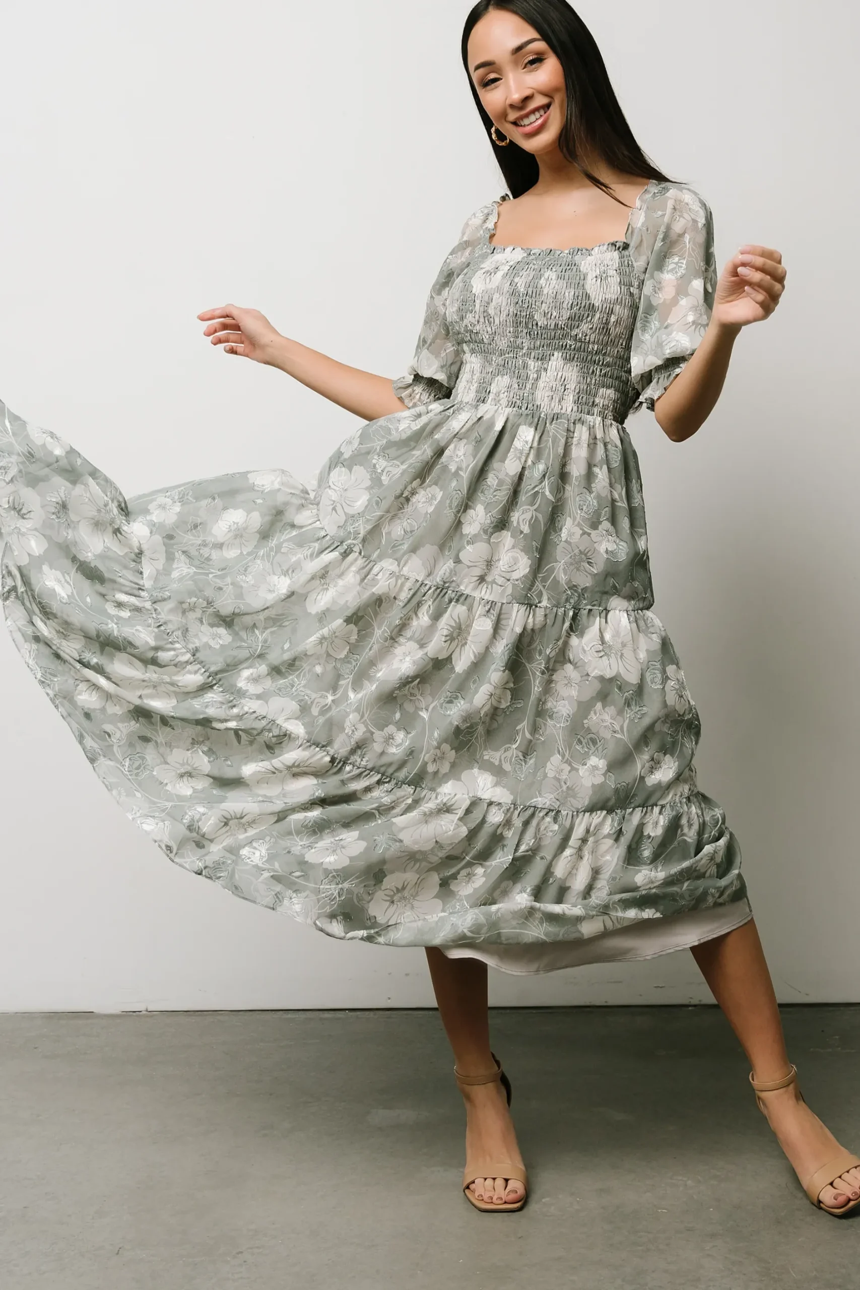Baltic Born midi dresses|WEDDING SUITE|Fabian Jacquard Midi Dress | Dusty Sage