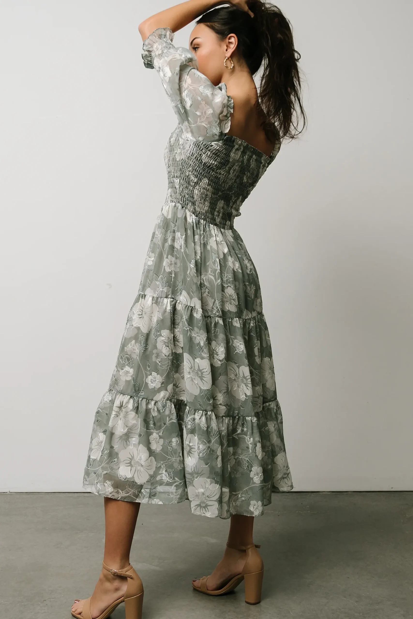 Baltic Born midi dresses|WEDDING SUITE|Fabian Jacquard Midi Dress | Dusty Sage