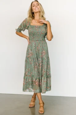 Baltic Born midi dresses|WEDDING SUITE|Fabian Jacquard Midi Dress | Eucalyptus + Pink