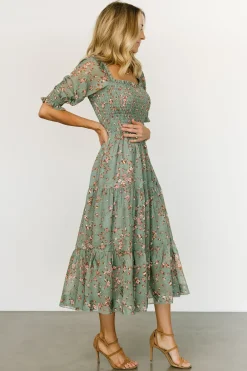 Baltic Born midi dresses|WEDDING SUITE|Fabian Jacquard Midi Dress | Eucalyptus + Pink