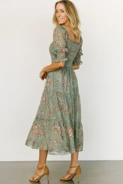 Baltic Born midi dresses|WEDDING SUITE|Fabian Jacquard Midi Dress | Eucalyptus + Pink