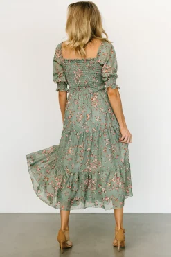 Baltic Born midi dresses|WEDDING SUITE|Fabian Jacquard Midi Dress | Eucalyptus + Pink