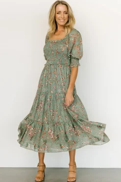 Baltic Born midi dresses|WEDDING SUITE|Fabian Jacquard Midi Dress | Eucalyptus + Pink