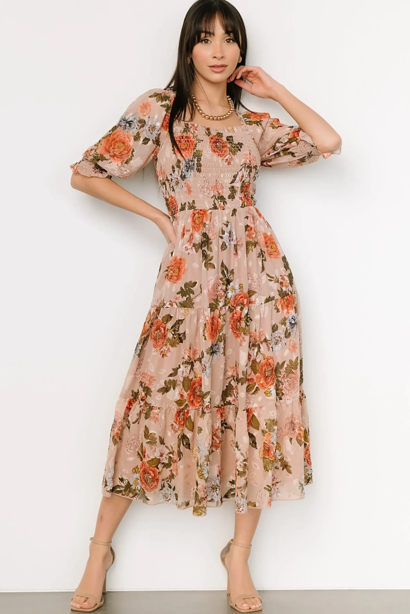 Baltic Born midi dresses|WEDDING SUITE|Fabian Jacquard Midi Dress | Dusty Mauve Multi