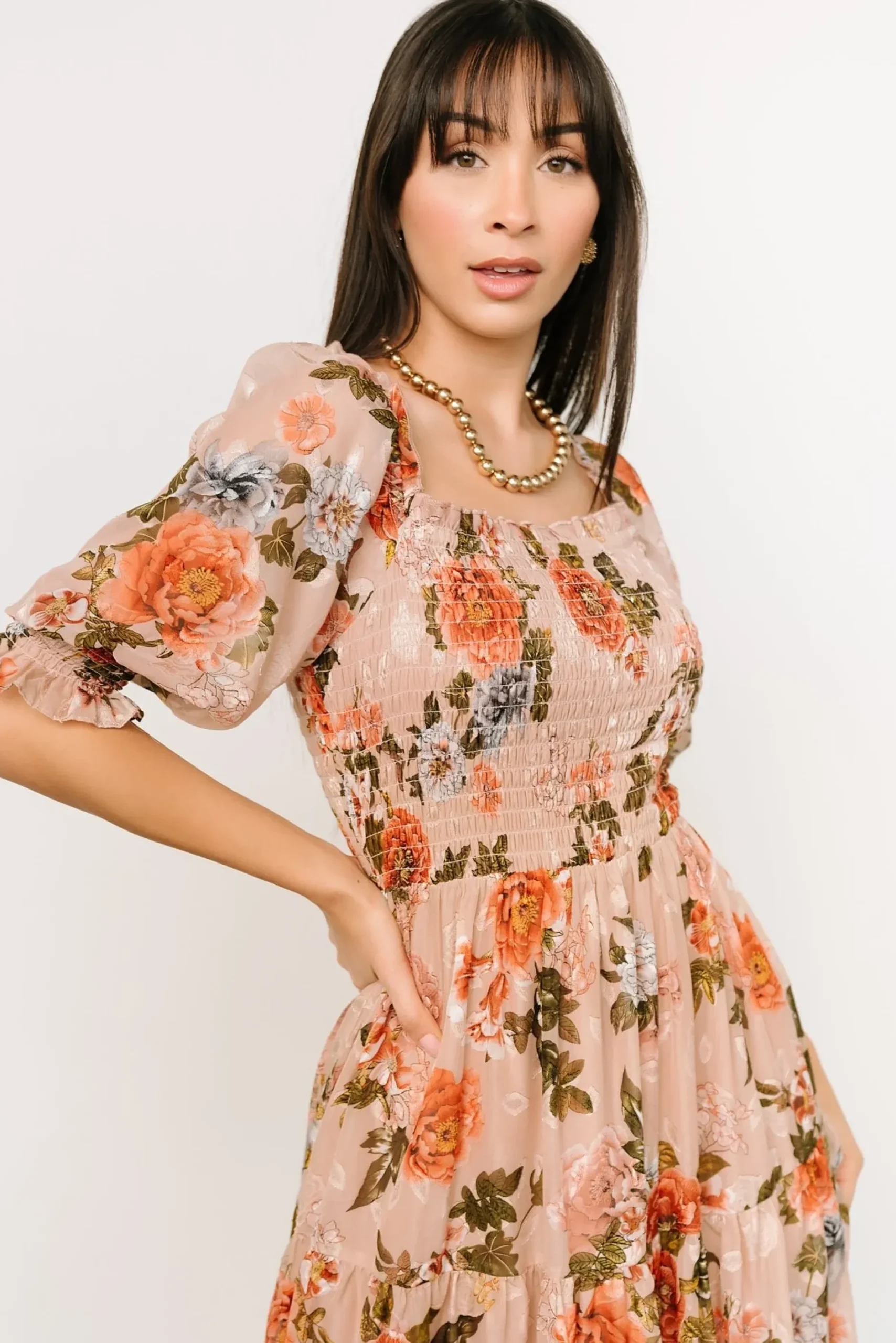 Baltic Born midi dresses|WEDDING SUITE|Fabian Jacquard Midi Dress | Dusty Mauve Multi