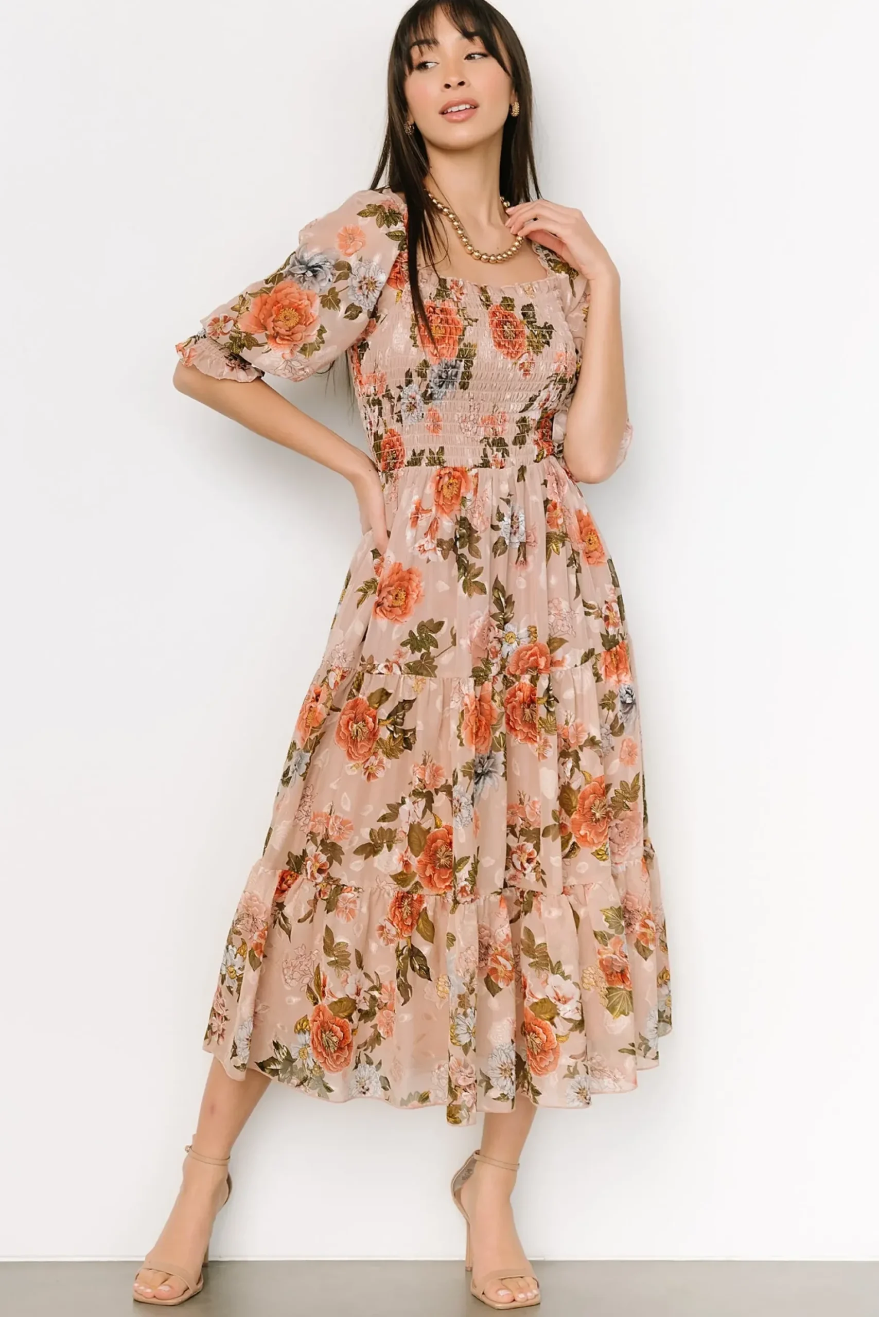 Baltic Born midi dresses|WEDDING SUITE|Fabian Jacquard Midi Dress | Dusty Mauve Multi