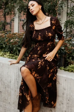Baltic Born midi dresses|WEDDING SUITE|Fabian Jacquard Midi Dress | Mahogany Floral