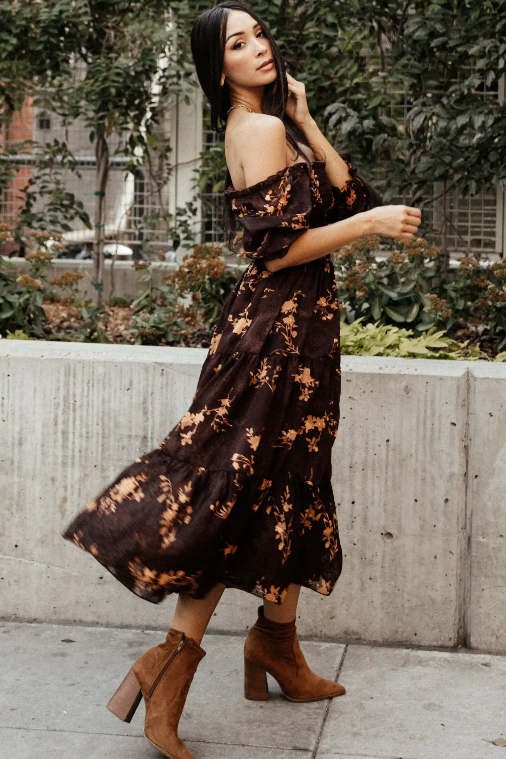 Baltic Born midi dresses|WEDDING SUITE|Fabian Jacquard Midi Dress | Mahogany Floral