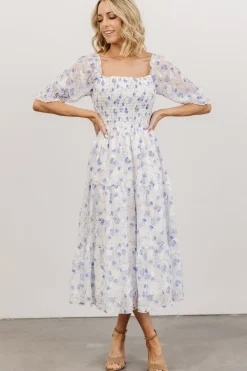 Baltic Born midi dresses|WEDDING SUITE|Fabian Jacquard Midi Dress | Blue Floral