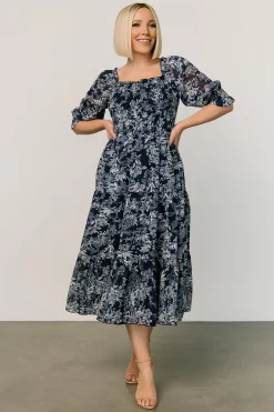 Baltic Born midi dresses|WEDDING SUITE|Fabian Jacquard Midi Dress | Indigo Print