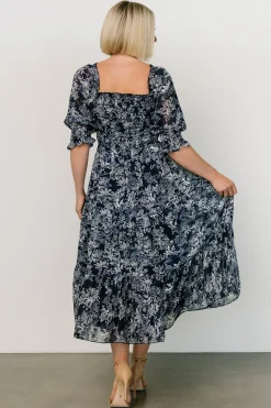 Baltic Born midi dresses|WEDDING SUITE|Fabian Jacquard Midi Dress | Indigo Print