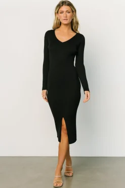 Baltic Born midi dresses|WINTER ESSENTIALS|Fairmount Ribbed Midi Dress | Black