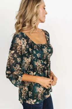 Baltic Born blouses + shirts|Fenna Smocked Top | Rust Floral
