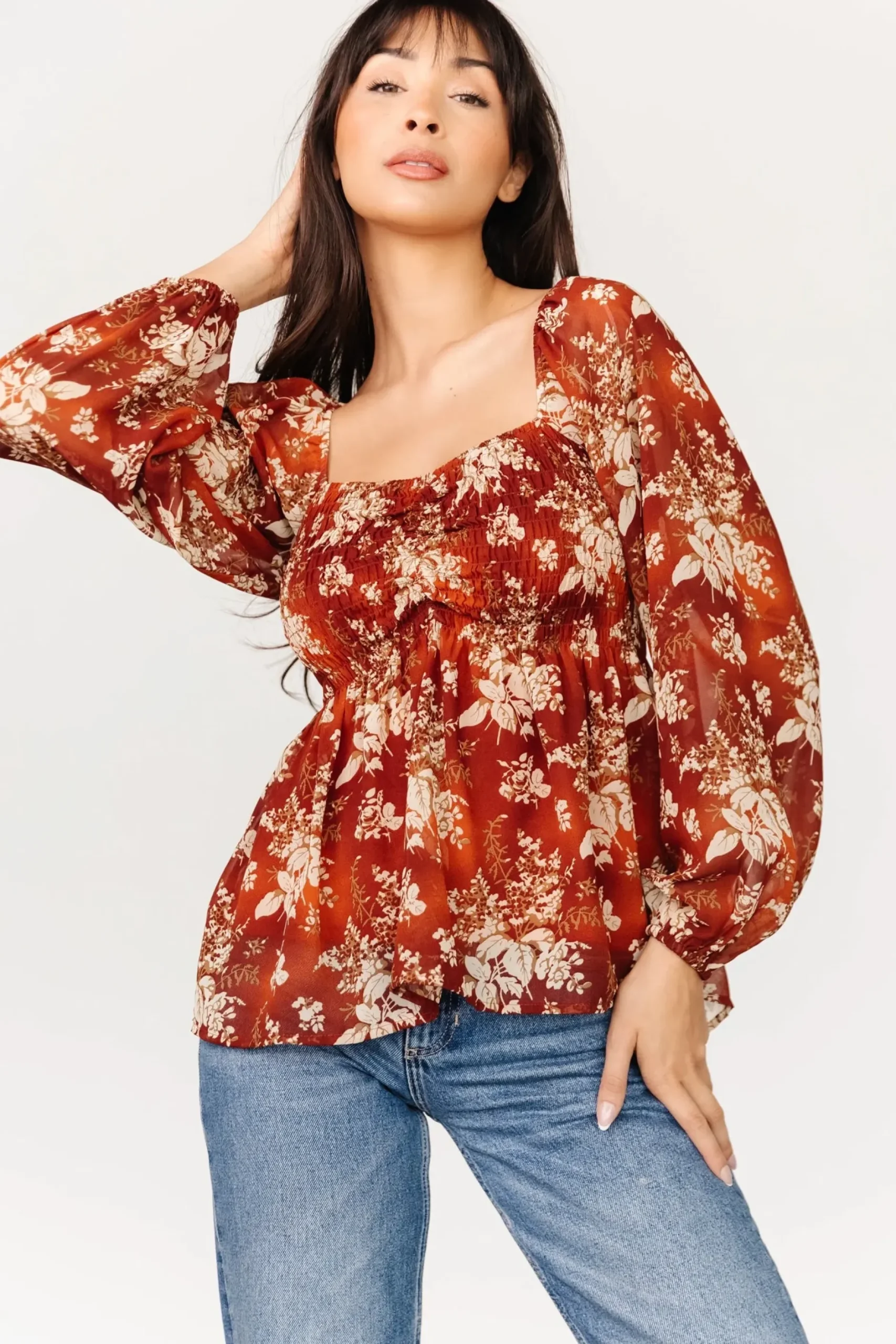 Baltic Born blouses + shirts|Fenna Smocked Top | Topaz Floral