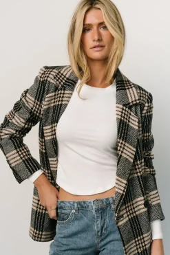 Baltic Born outerwear|Francis Plaid Blazer | Black + Taupe