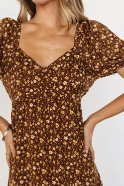 Baltic Born maxi dresses|EXTENDED SIZING|Gables Puff Sleeve Maxi Dress | Brown Multi