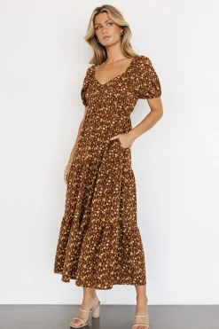 Baltic Born maxi dresses|EXTENDED SIZING|Gables Puff Sleeve Maxi Dress | Brown Multi