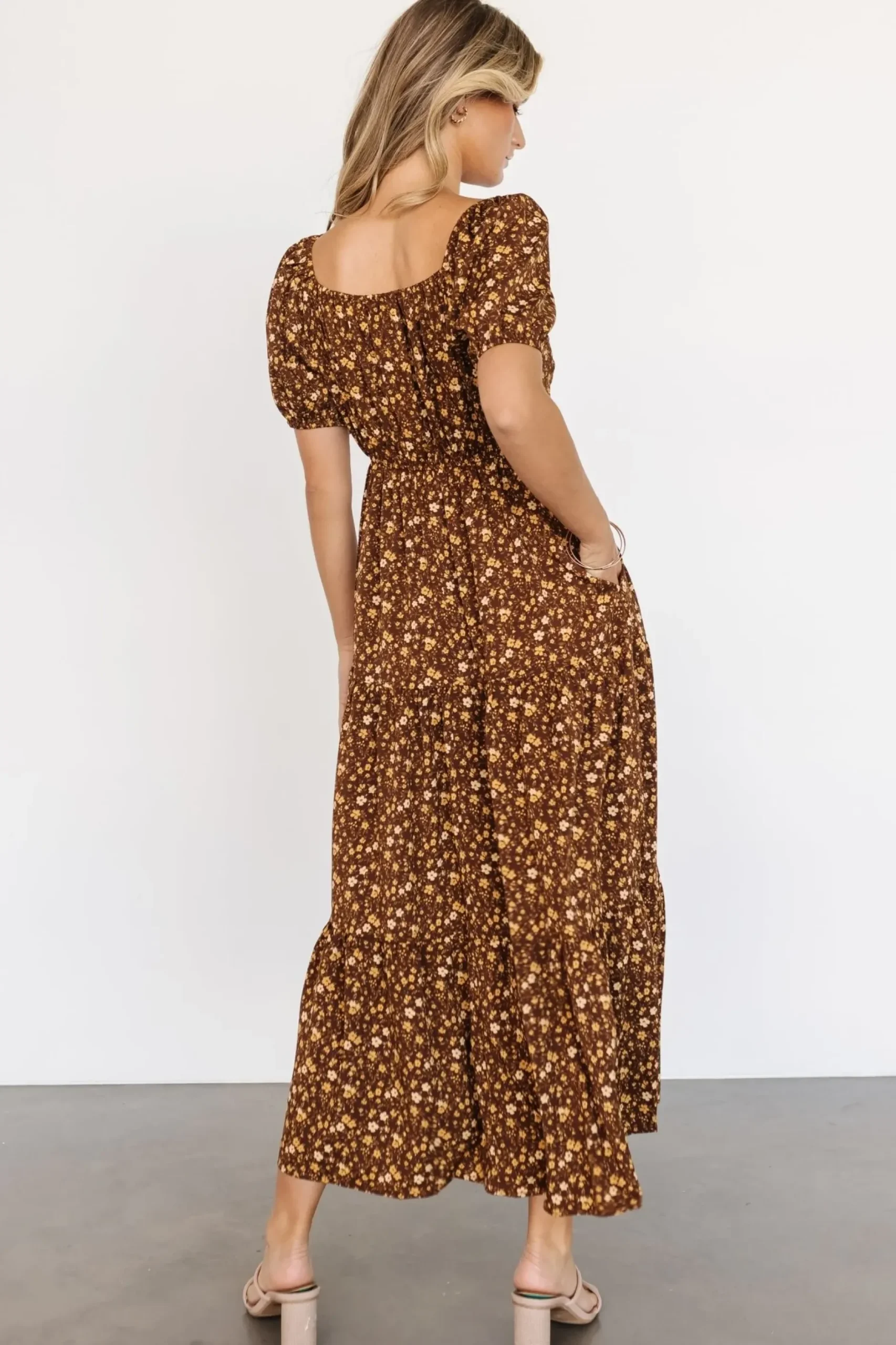 Baltic Born maxi dresses|EXTENDED SIZING|Gables Puff Sleeve Maxi Dress | Brown Multi