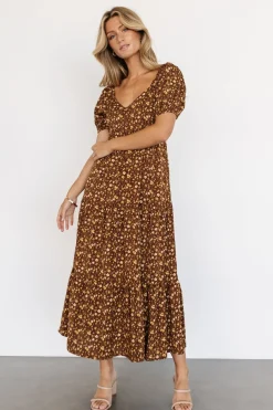 Baltic Born maxi dresses|EXTENDED SIZING|Gables Puff Sleeve Maxi Dress | Brown Multi