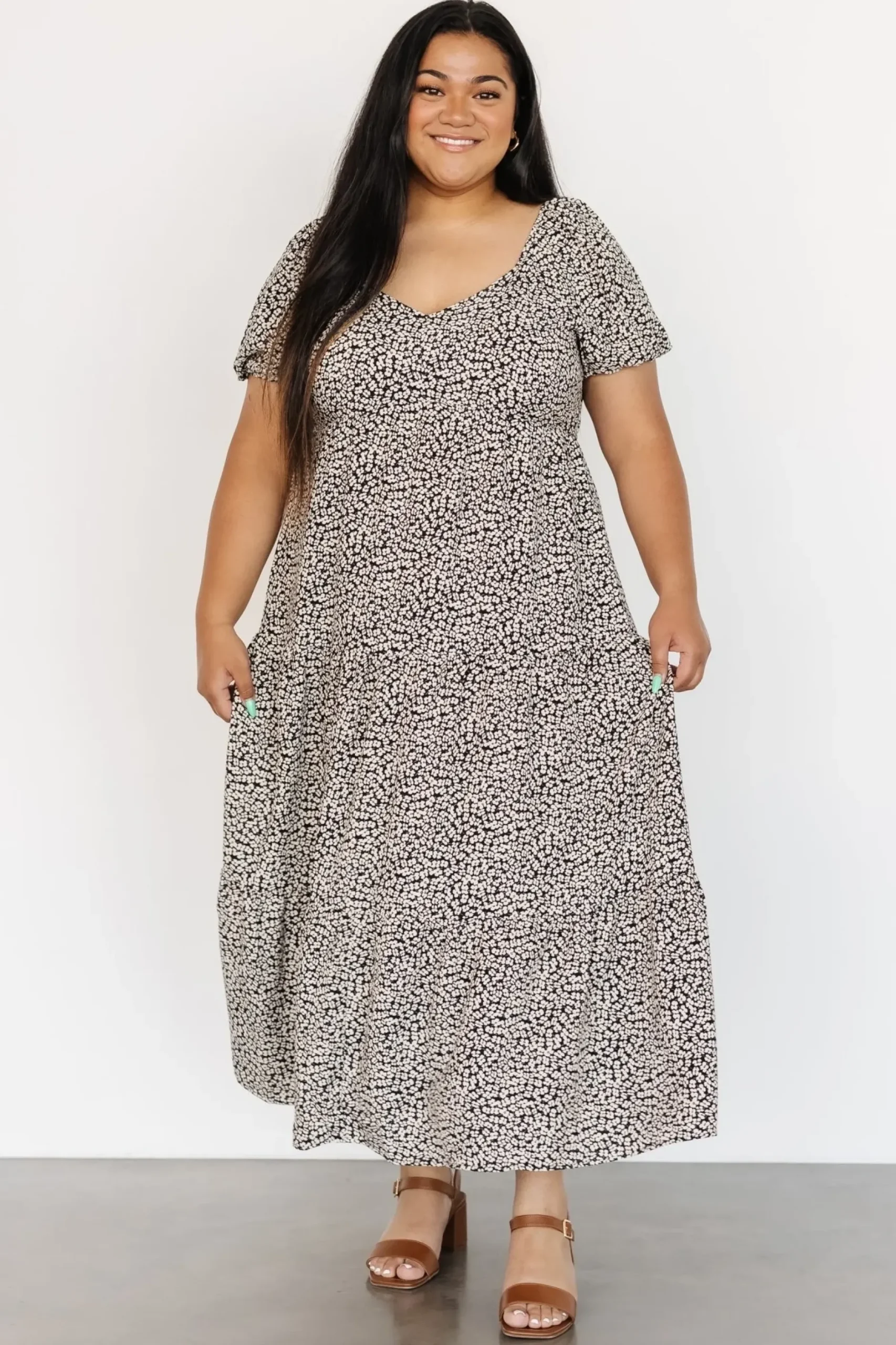 Baltic Born maxi dresses|EXTENDED SIZING|Gables Puff Sleeve Maxi Dress | Black Multi
