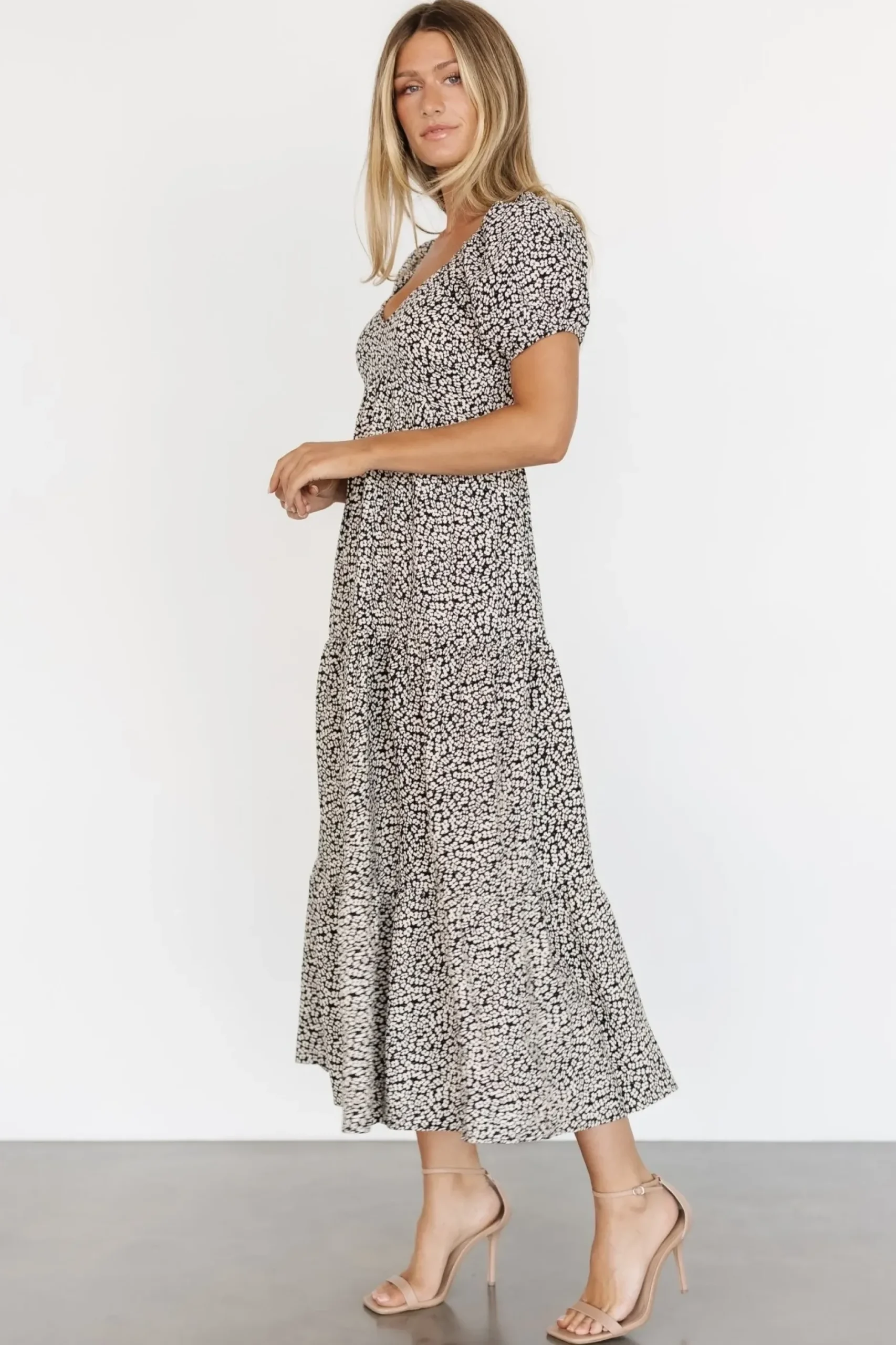 Baltic Born maxi dresses|EXTENDED SIZING|Gables Puff Sleeve Maxi Dress | Black Multi