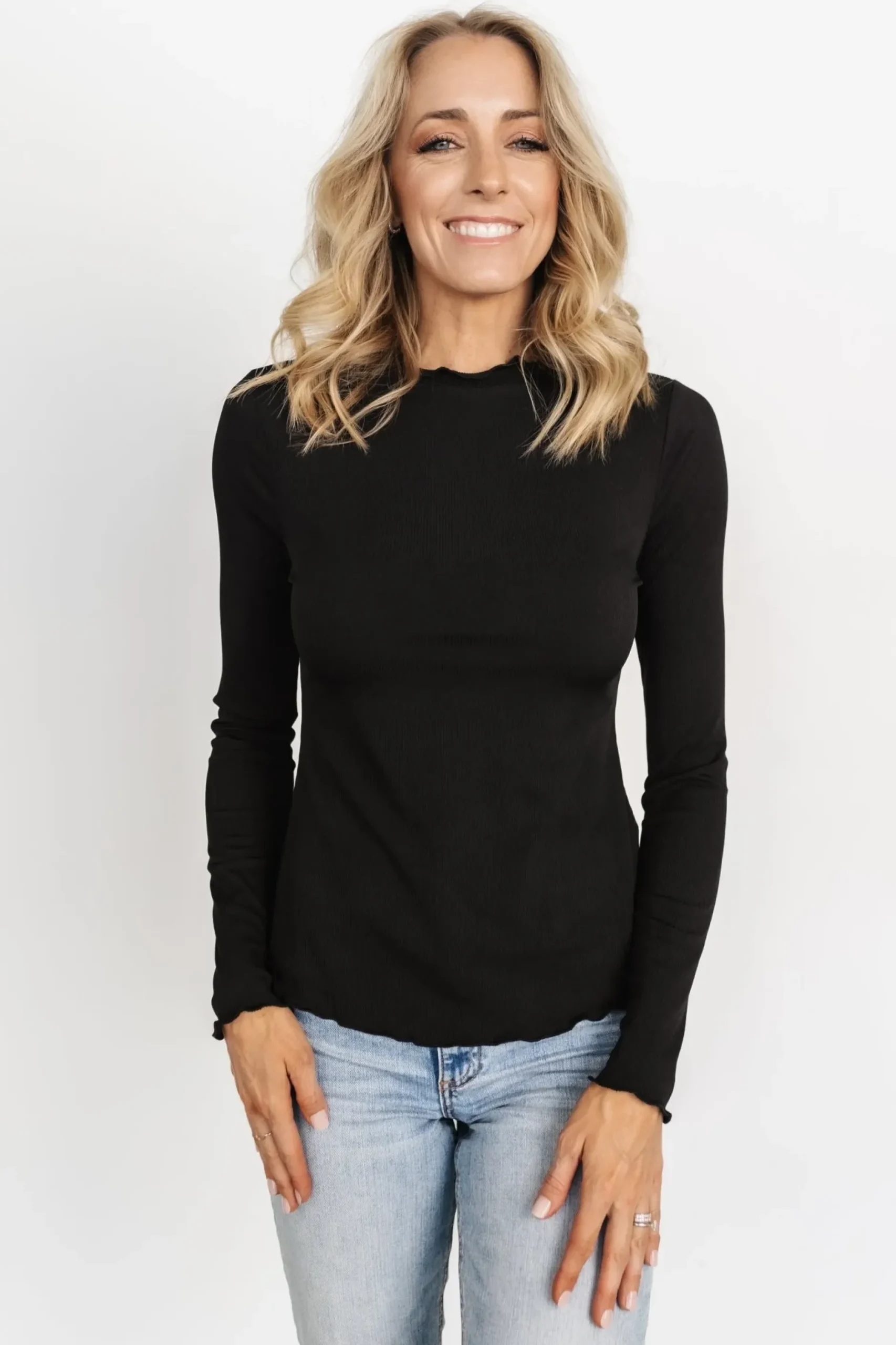 Baltic Born blouses + shirts|Gale Ribbed Top | Black