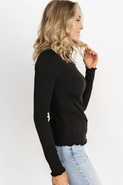 Baltic Born blouses + shirts|Gale Ribbed Top | Black