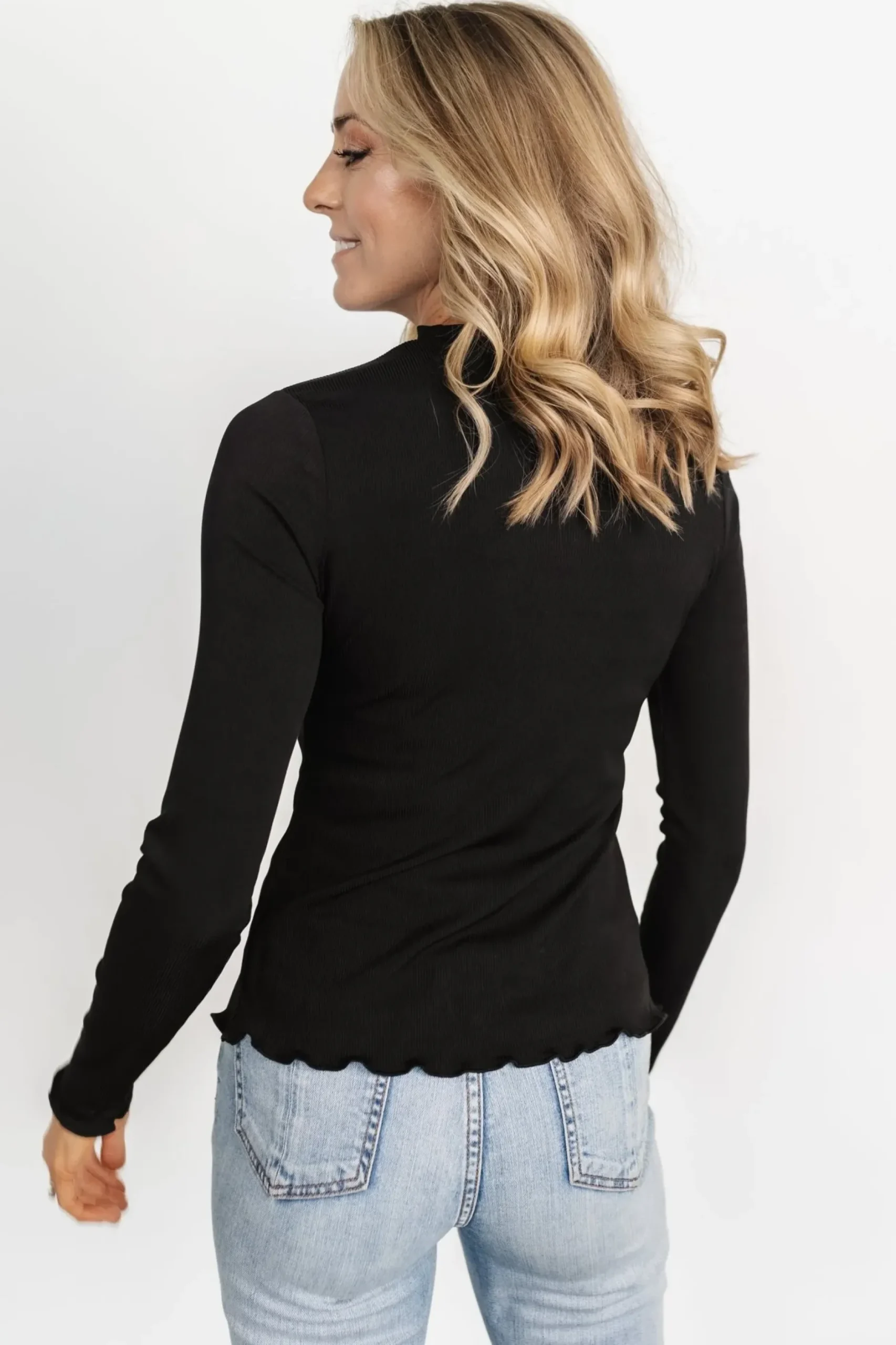 Baltic Born blouses + shirts|Gale Ribbed Top | Black
