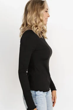Baltic Born blouses + shirts|Gale Ribbed Top | Black