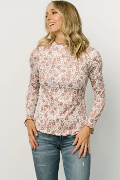 Baltic Born blouses + shirts|Gale Ribbed Top | Mocha + White