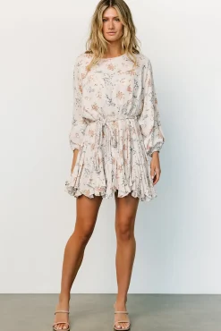 Baltic Born short dresses|Galia Mini Dress | Beige Floral