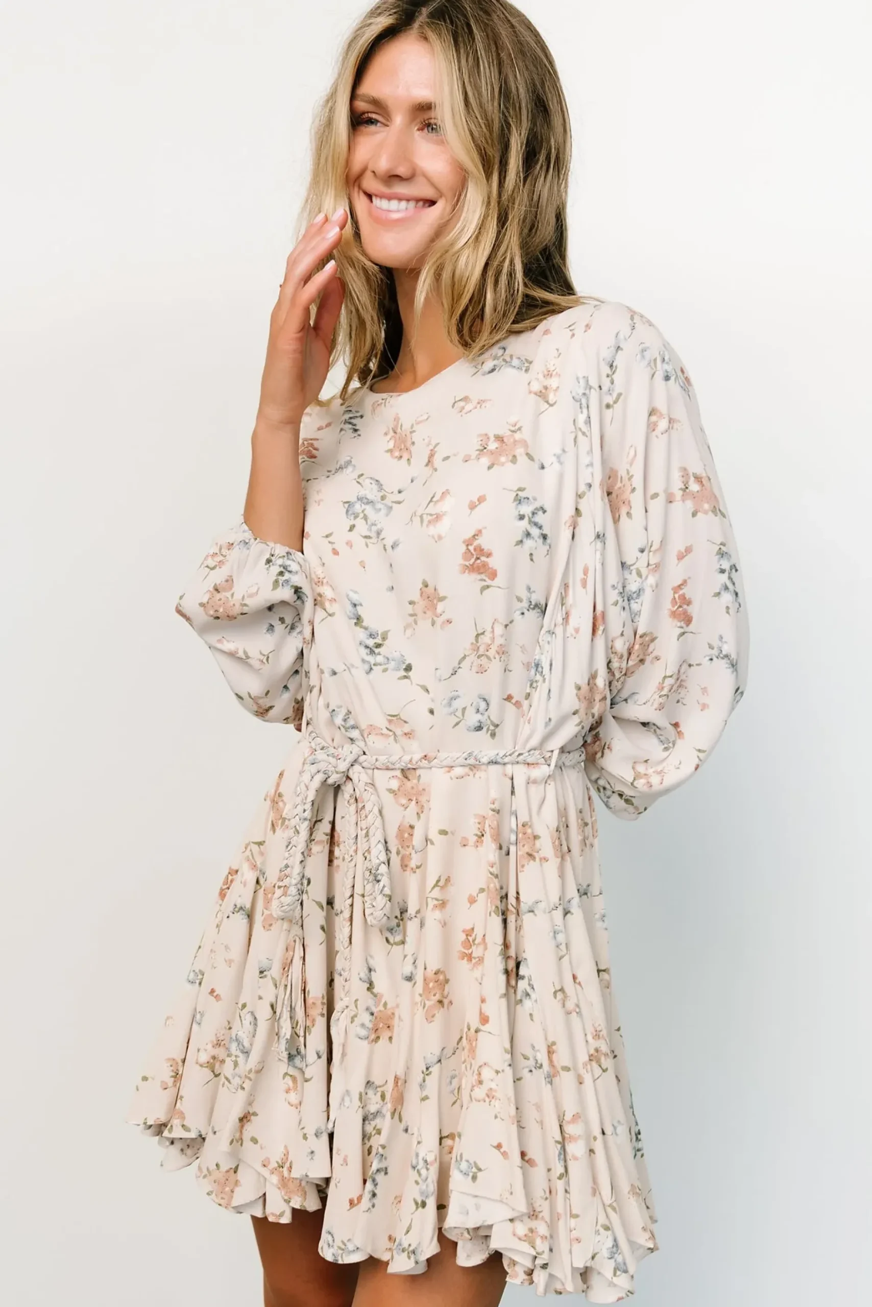 Baltic Born short dresses|Galia Mini Dress | Beige Floral