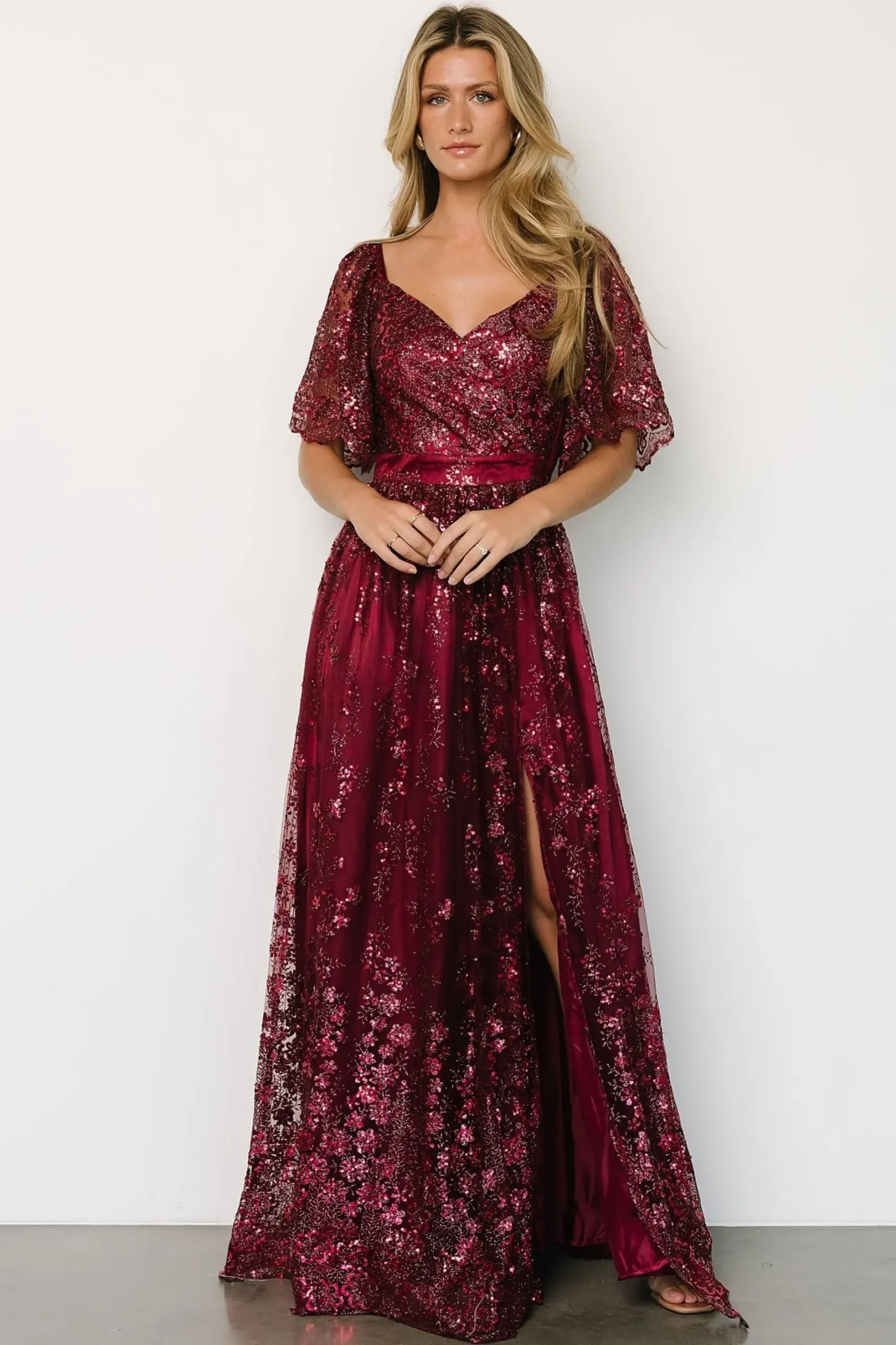 Baltic Born SALE|Genevieve Glitter Maxi Dress | Wine