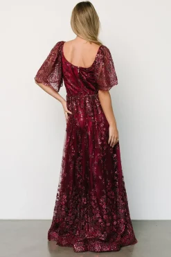 Baltic Born SALE|Genevieve Glitter Maxi Dress | Wine