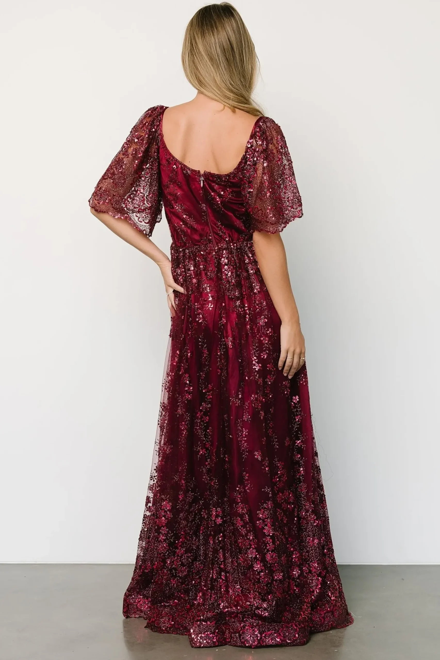 Baltic Born SALE|Genevieve Glitter Maxi Dress | Wine