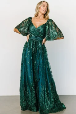 Baltic Born SALE|Genevieve Glitter Maxi Dress | Emerald