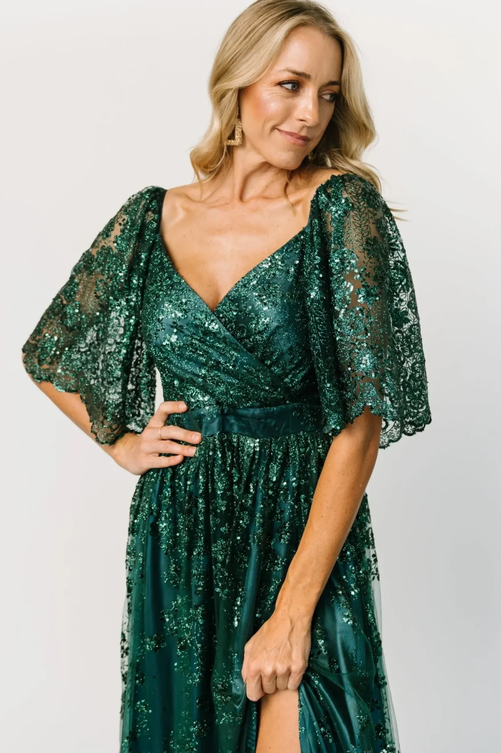 Baltic Born SALE|Genevieve Glitter Maxi Dress | Emerald