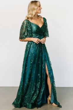 Baltic Born SALE|Genevieve Glitter Maxi Dress | Emerald