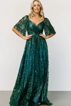 Baltic Born SALE|Genevieve Glitter Maxi Dress | Emerald