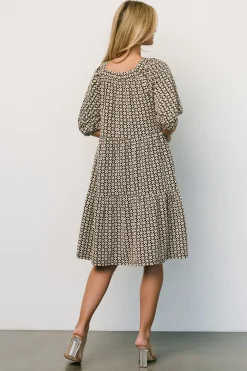 Baltic Born short dresses|Georgia Puff Sleeve Dress | Black + Tan