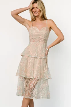 Baltic Born tulle styles|Georgiana Embroidered Midi Dress | Sage