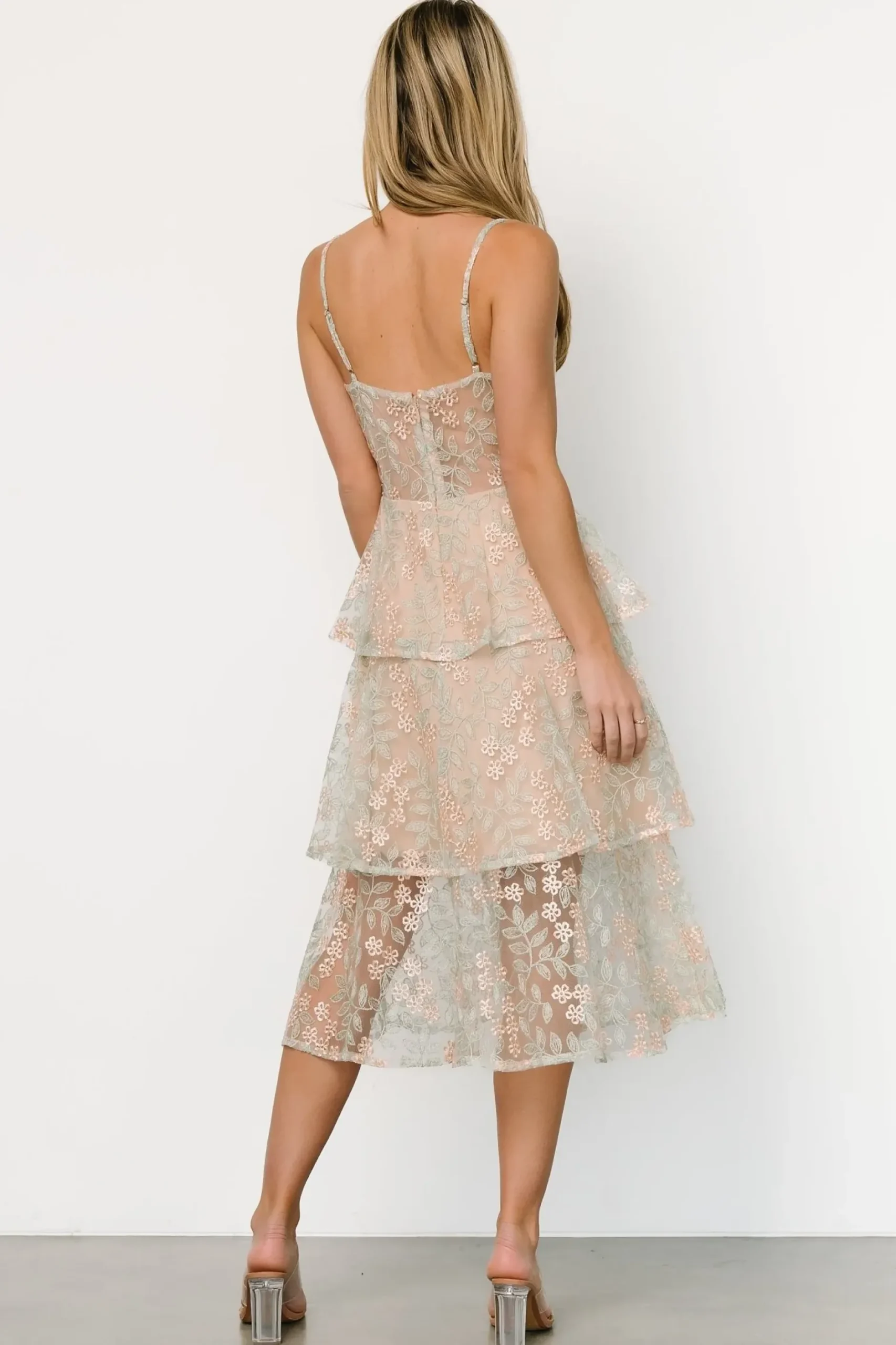 Baltic Born tulle styles|Georgiana Embroidered Midi Dress | Sage